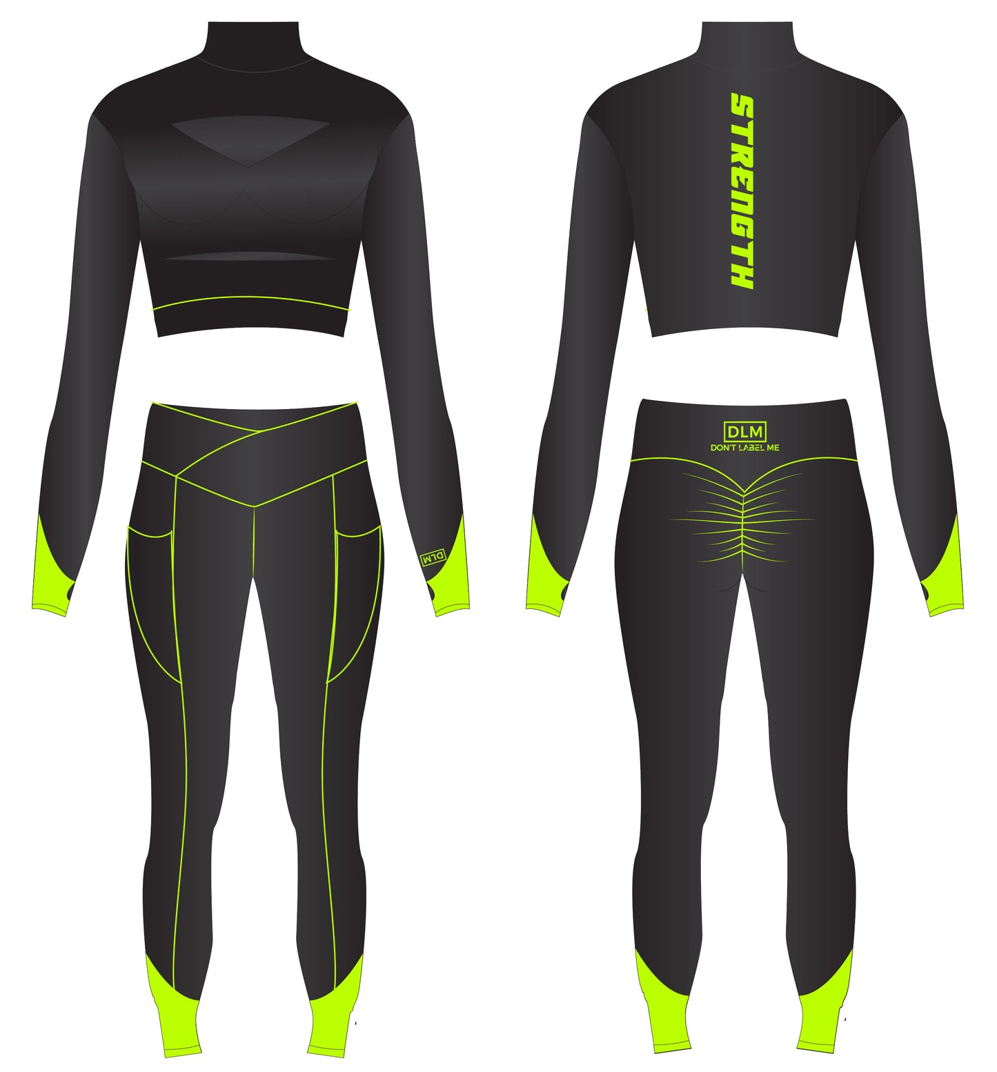 LIME GREEN & BLACK STRENGTH APPAREL SET