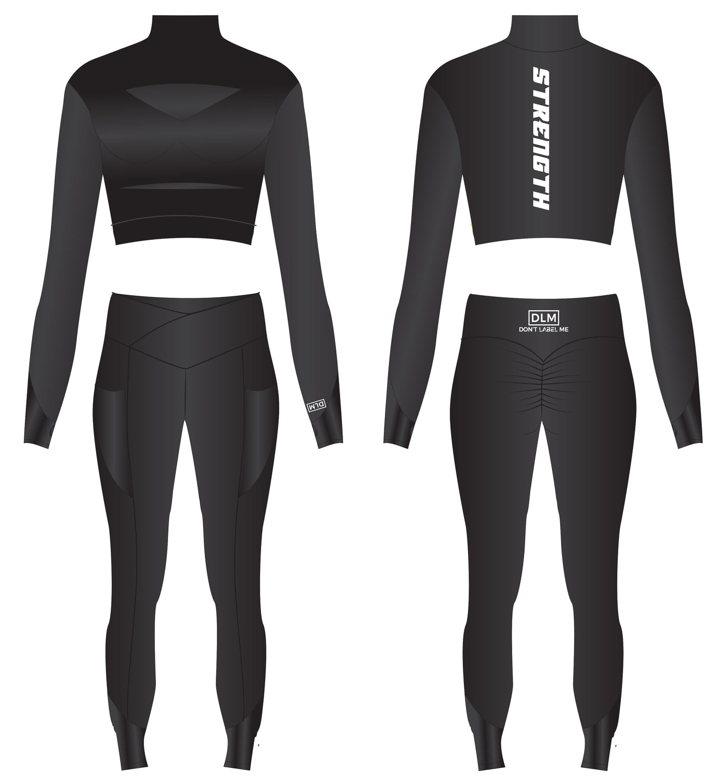 BLACK REFLECTIVE STRENGTH APPAREL SET