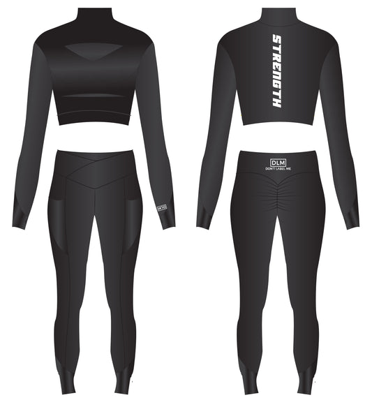 BLACK REFLECTIVE STRENGTH APPAREL SET